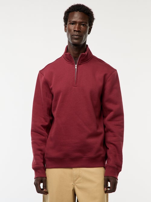 Sweat camionneur avec col montant zippé - Kiabi