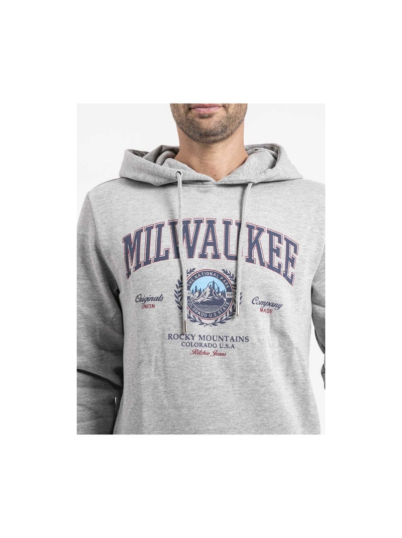 Sweat capuche woulao Gris chiné - Kiabi
