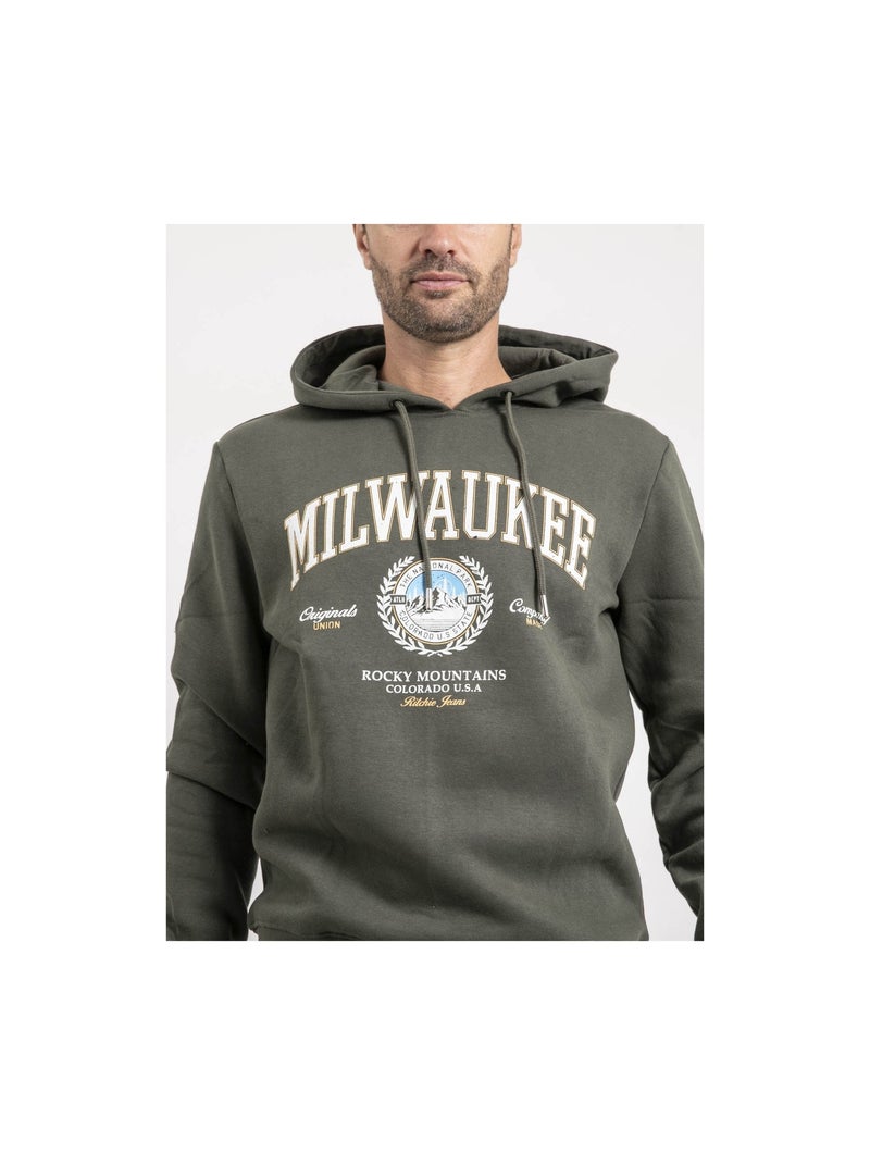 Sweat capuche woulao Kaki - Kiabi