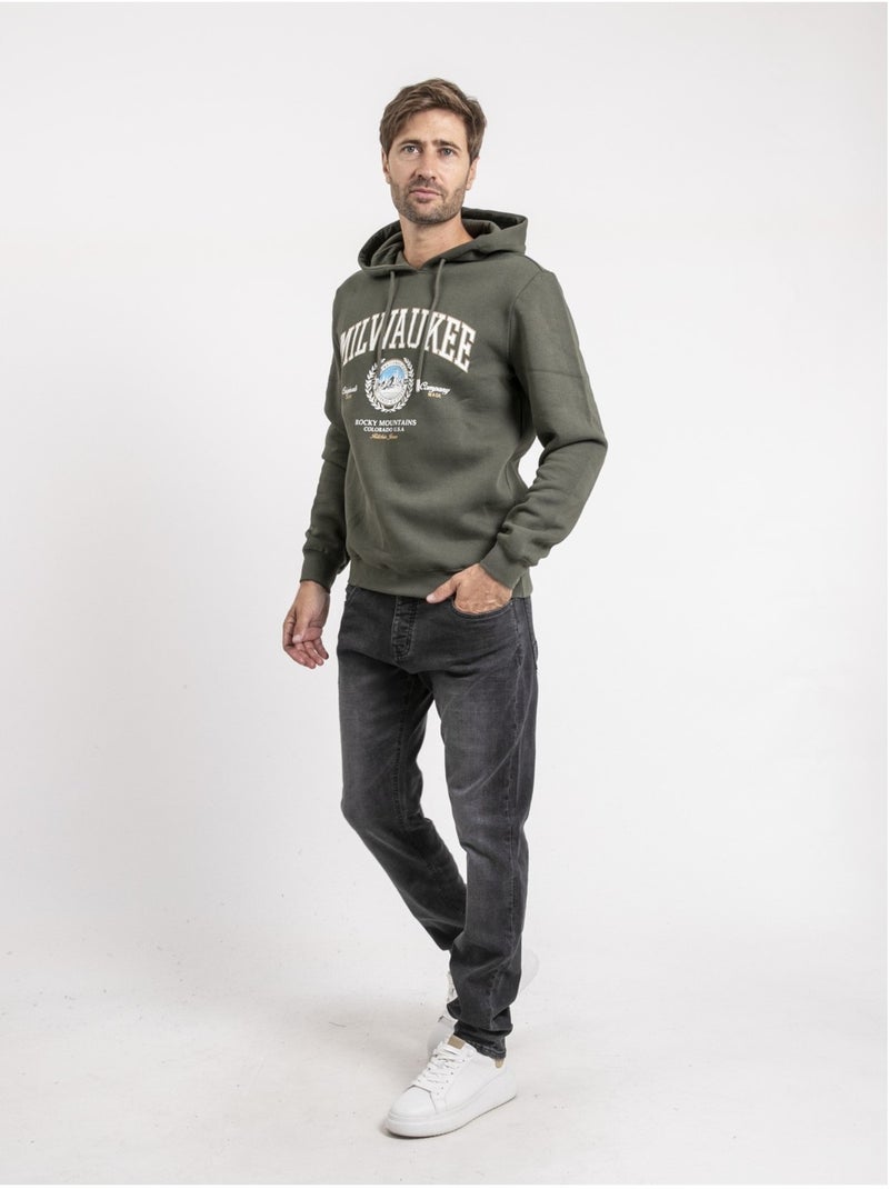 Sweat capuche woulao Kaki - Kiabi