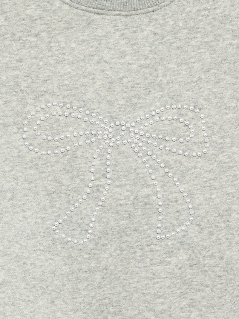 Sweat chiné avec motifs perlés Gris - Kiabi