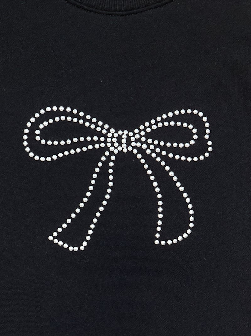 Sweat chiné avec motifs perlés Noir - Kiabi