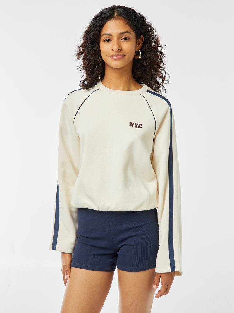 Sweat chiné esprit sportswear Beige - Kiabi