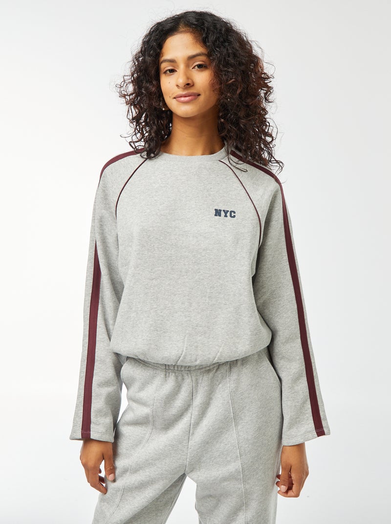 Sweat chiné esprit sportswear Gris - Kiabi