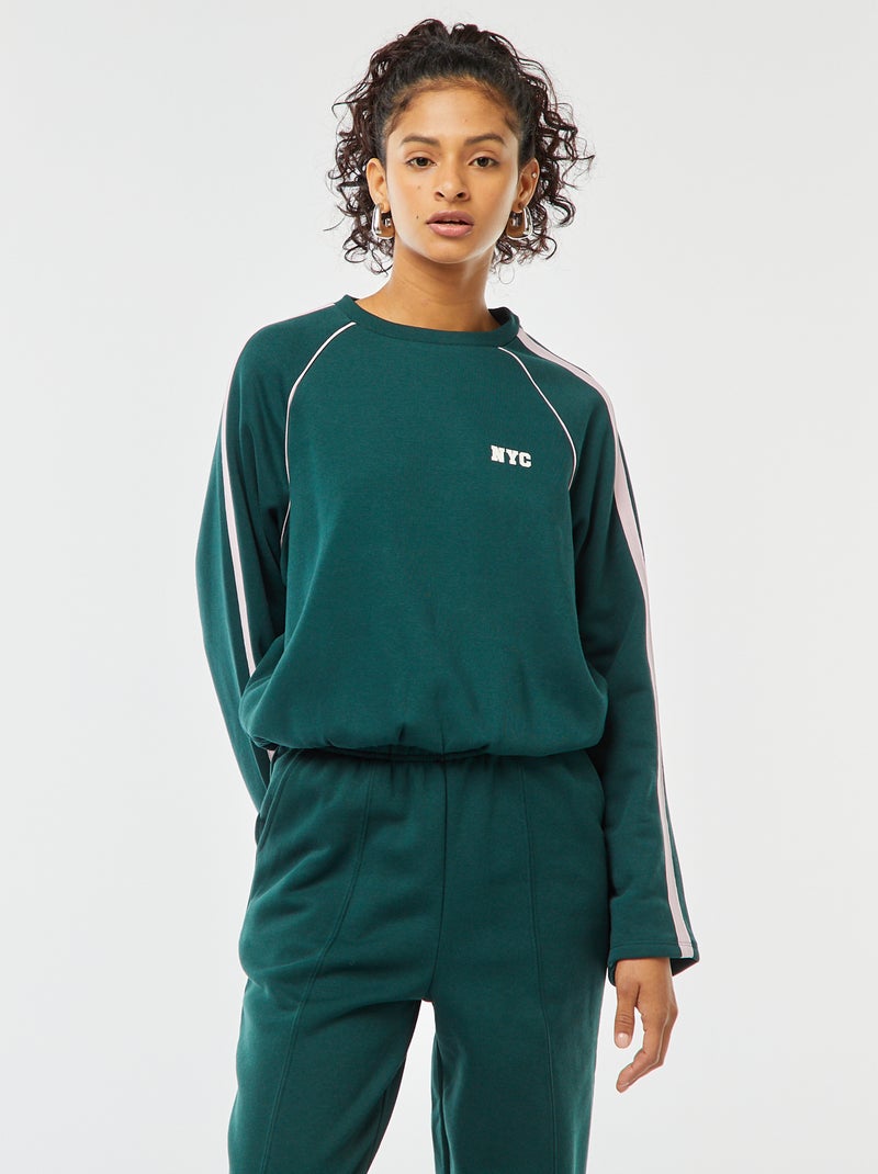 Sweat chiné esprit sportswear Vert - Kiabi