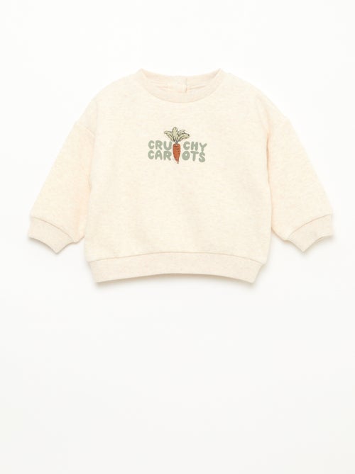 Sweat chiné intérieur velours doux - Kiabi