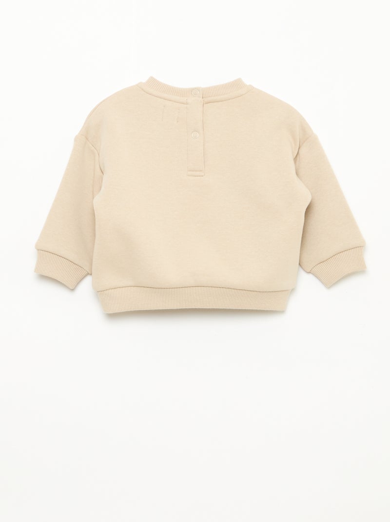 Sweat chiné intérieur velours doux Gris - Kiabi