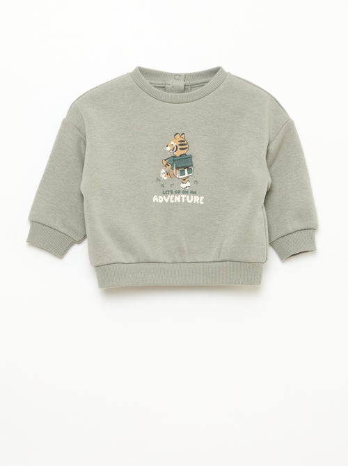 Sweat chiné intérieur velours doux - Kiabi