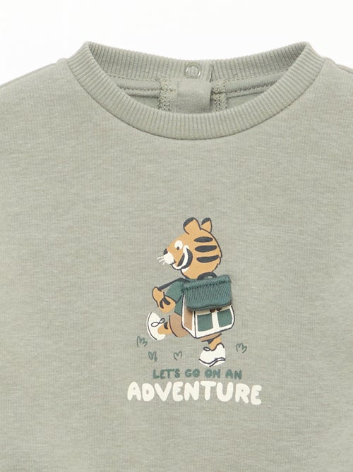Sweat chiné intérieur velours doux - Kiabi