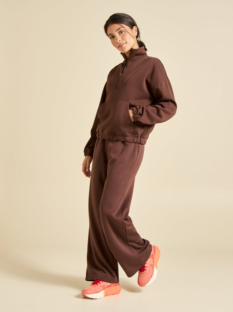 Sweat col camionneur - ekstract Marron - Kiabi