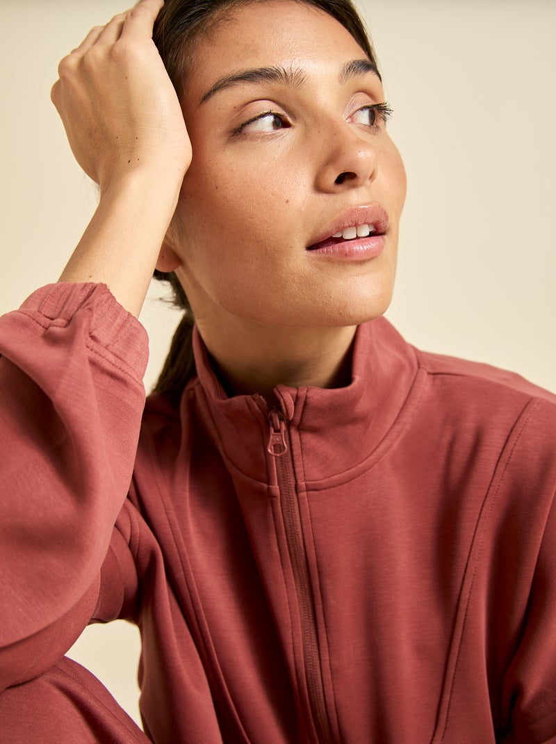 Sweat col camionneur - ekstract Marron - Kiabi