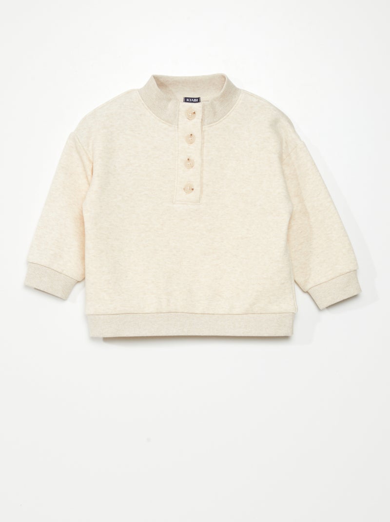 Sweat col camionneur - Toujours + de douceur Beige - Kiabi