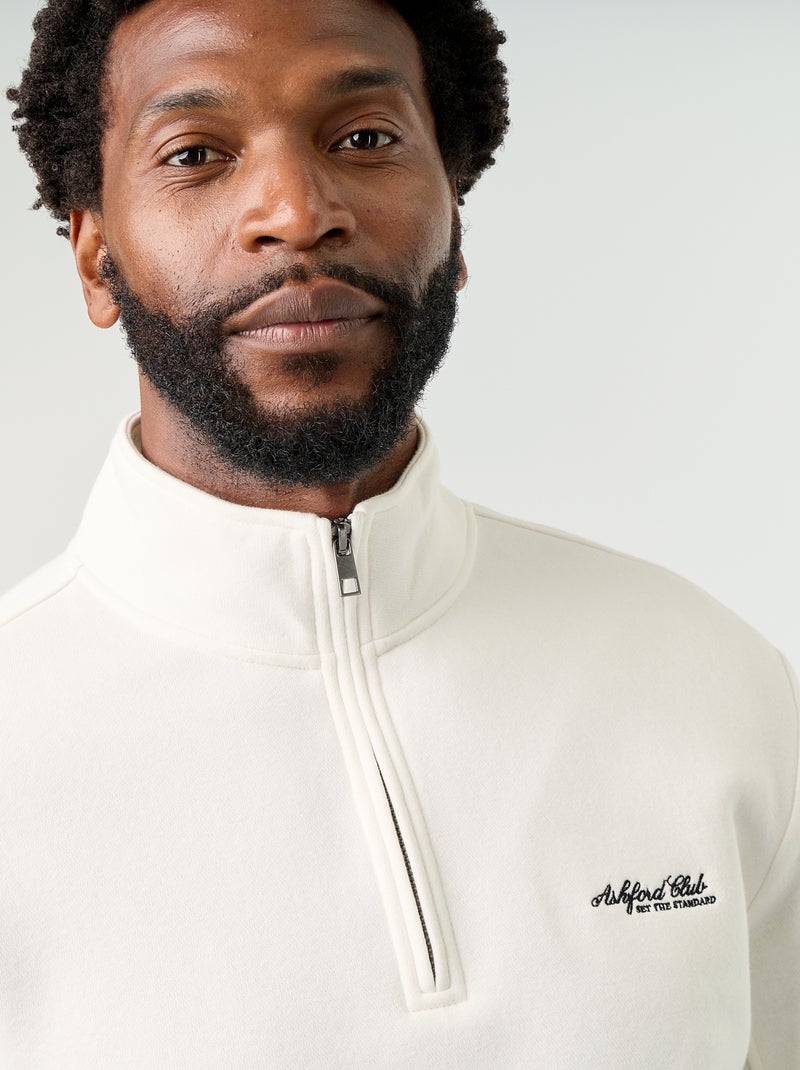 Sweat col camionneur Blanc - Kiabi