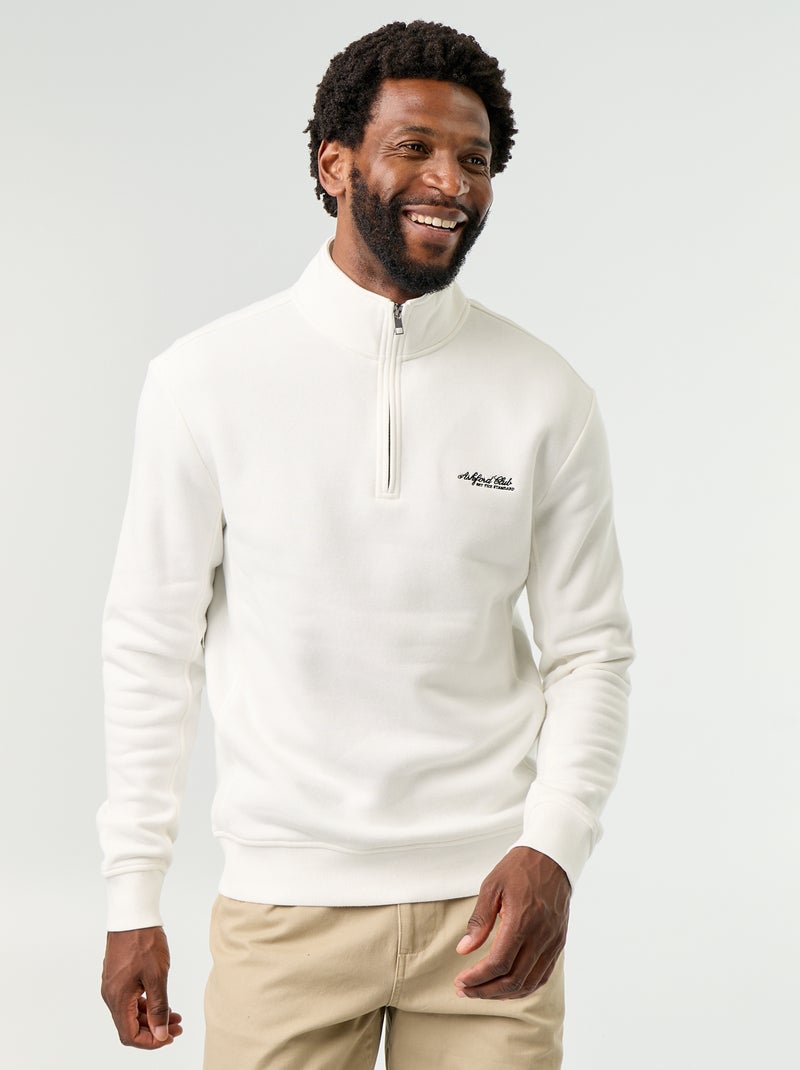 Sweat col camionneur Blanc - Kiabi