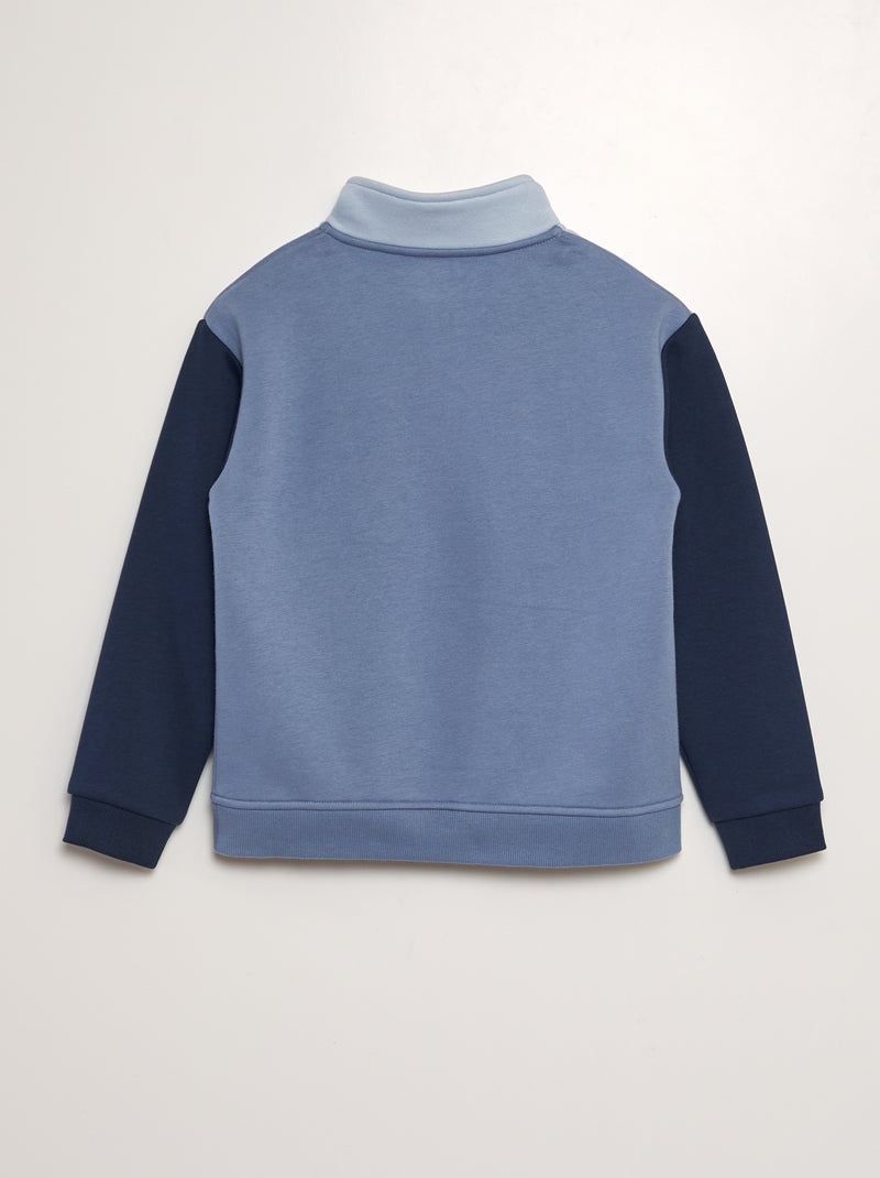 Sweat col camionneur colorblock Bleu - Kiabi