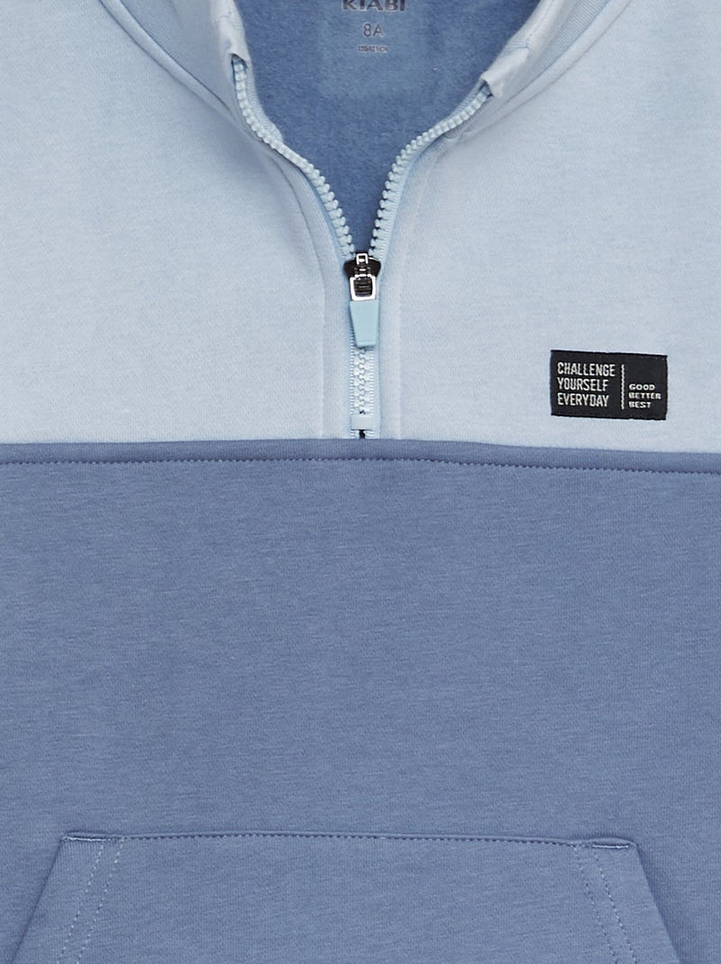 Sweat col camionneur colorblock Bleu - Kiabi