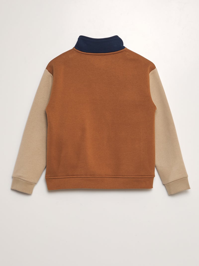 Sweat col camionneur colorblock Noir - Kiabi