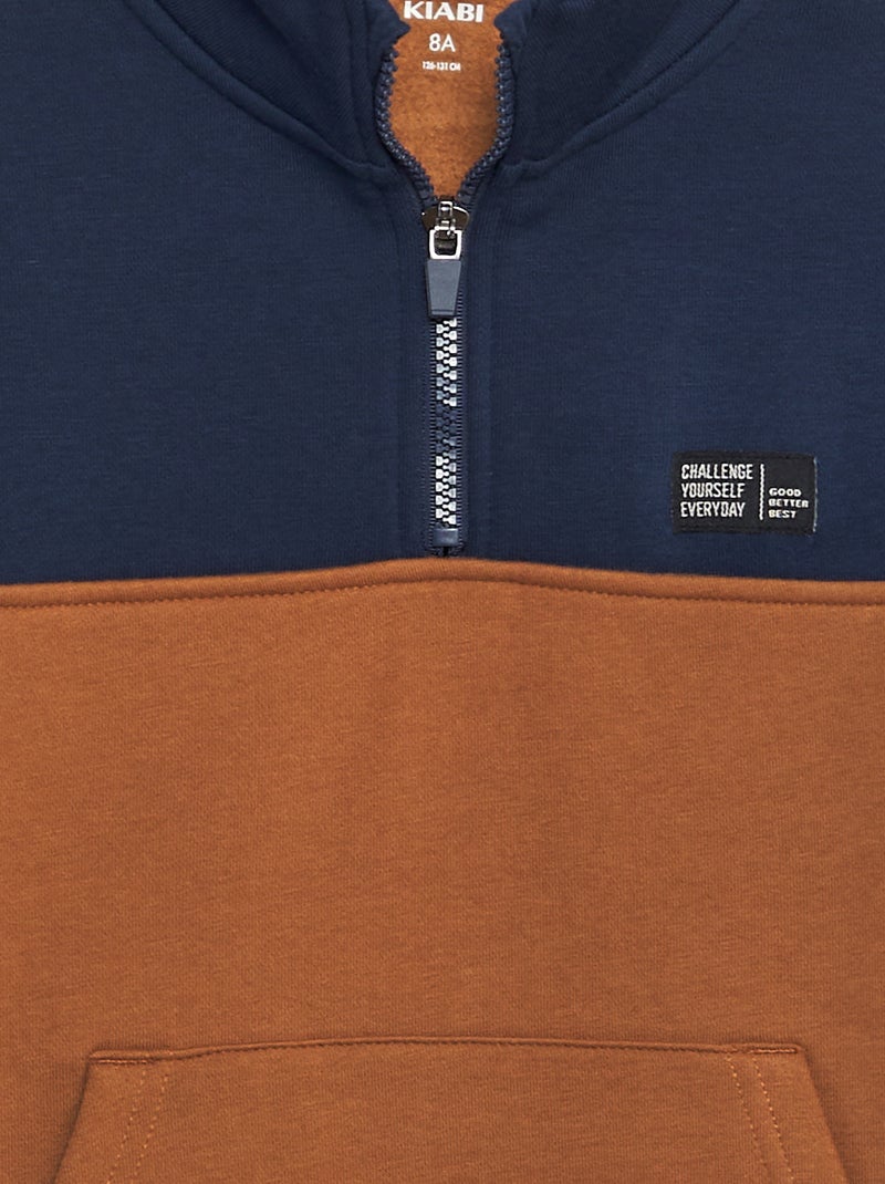 Sweat col camionneur colorblock Noir - Kiabi