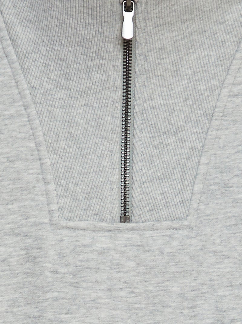 Sweat col camionneur Gris - Kiabi