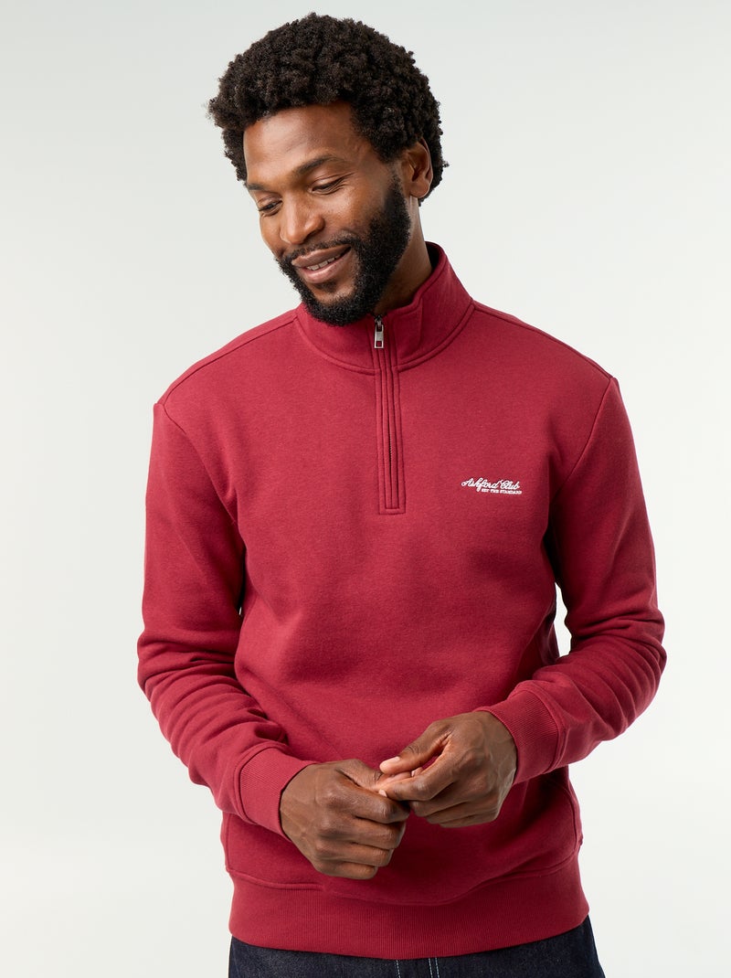 Sweat col camionneur Rouge - Kiabi
