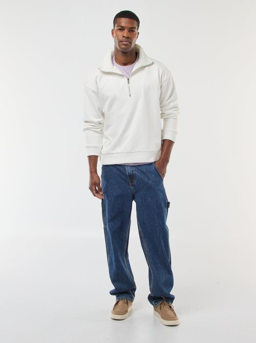 Sweat col camionneur zippé en coton - Kiabi