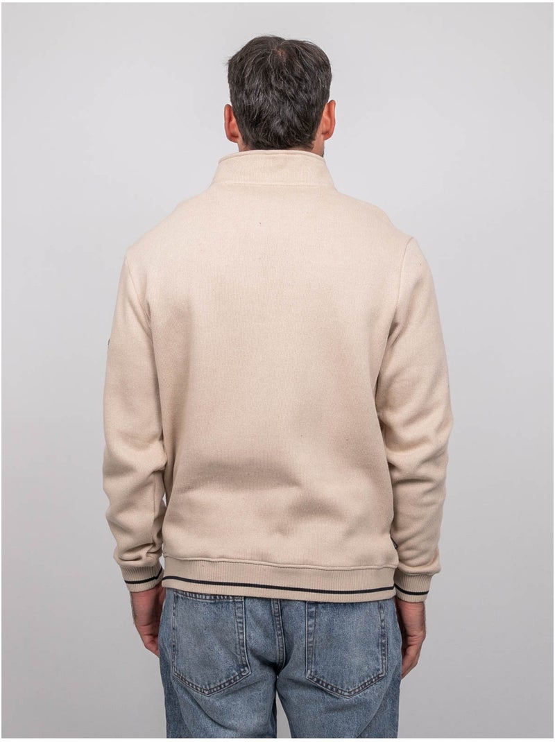 Sweat col montant zippé wirubon Beige - Kiabi