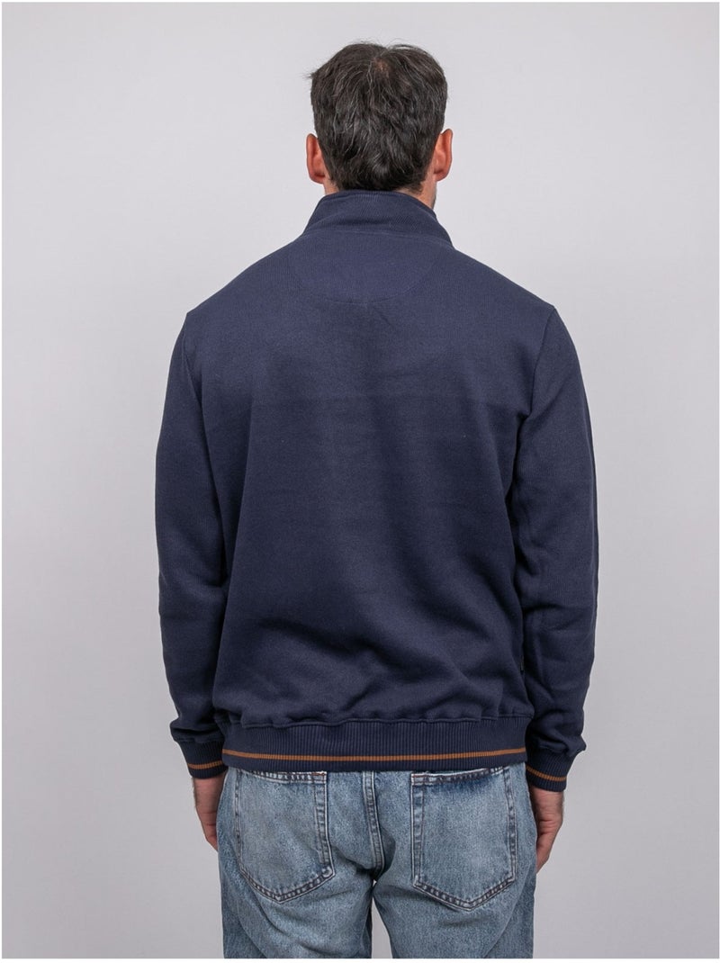 Sweat col montant zippé wirubon Bleu marine - Kiabi
