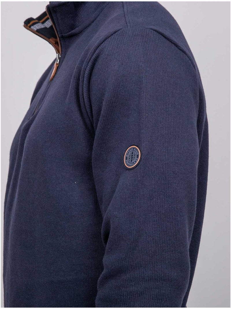Sweat col montant zippé wirubon Bleu marine - Kiabi
