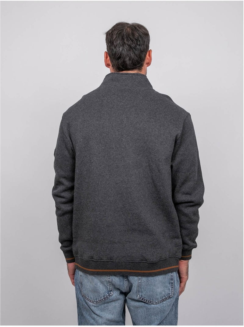 Sweat col montant zippé wirubon gris anthracite - Kiabi