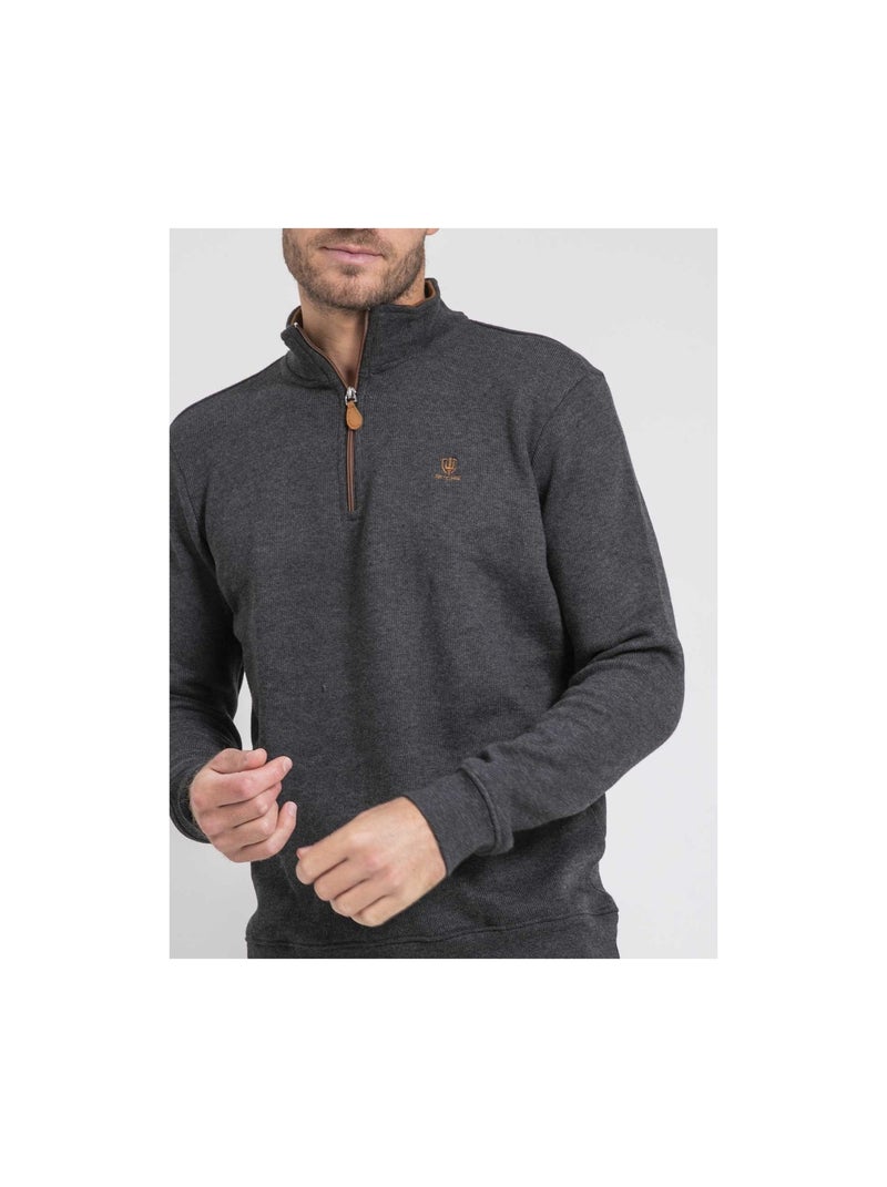 Sweat col montant zippé wompou Noir - Kiabi