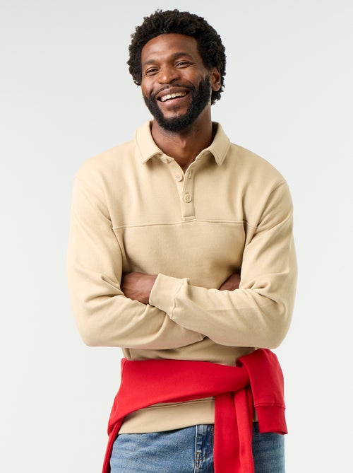 Sweat col polo en molleton - Kiabi