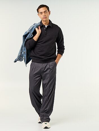 Sweat col polo en molleton