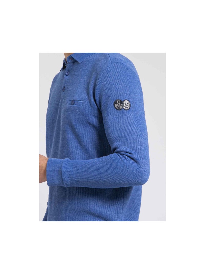 Sweat col polo wirex Bleu - Kiabi