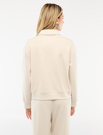 Sweat col polo zippé
