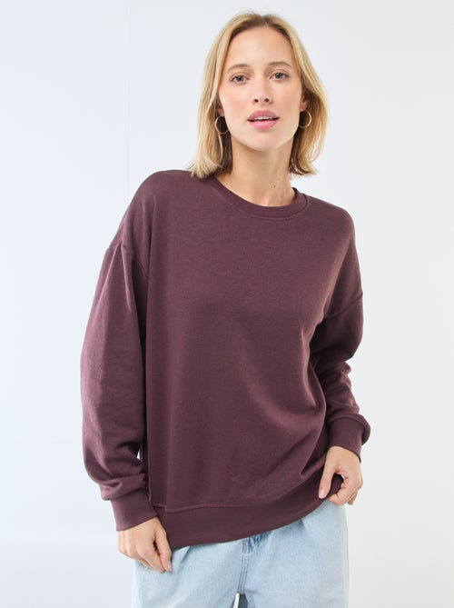 Sweat col rond en french terry uni - Kiabi