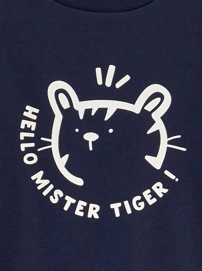 Sweat col rond imprimé Bleu - Kiabi