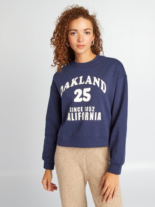 Sweat col rond imprimé cropped - Kiabi