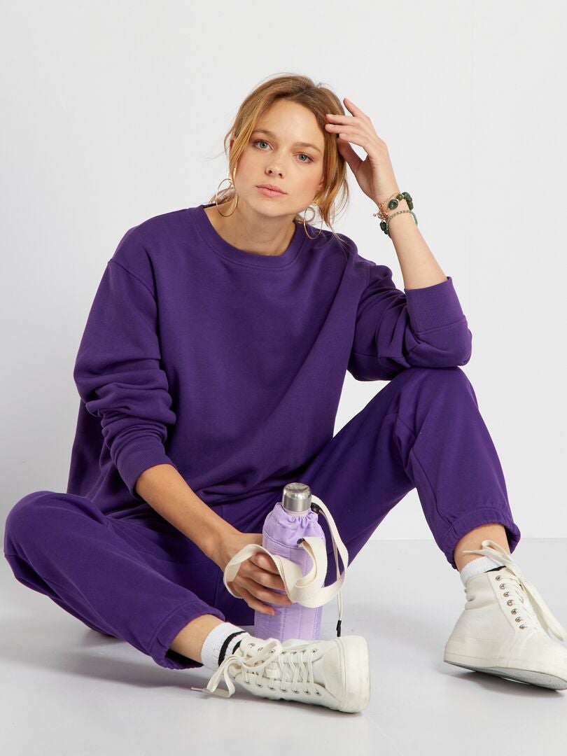 Sweat oversize col rond violet femme