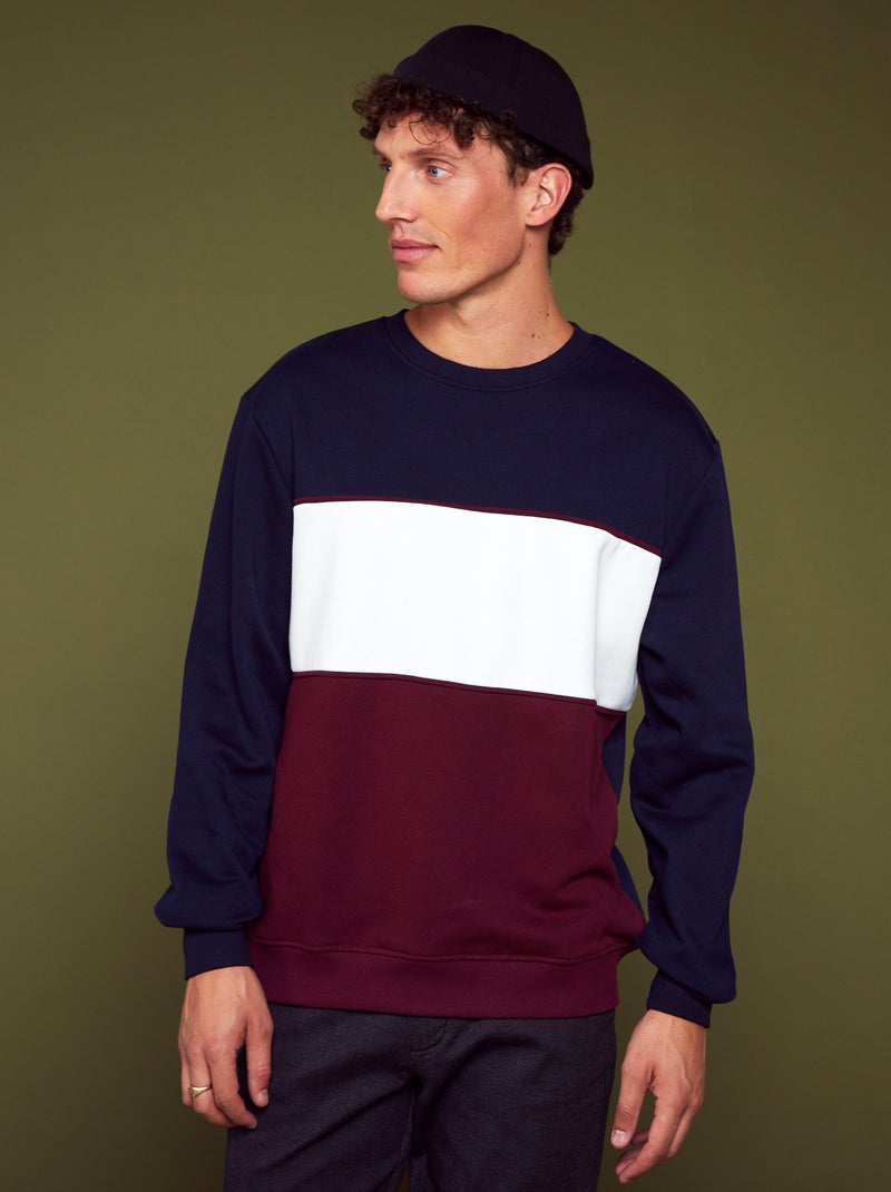 Sweat color-block en molleton Bleu - Kiabi