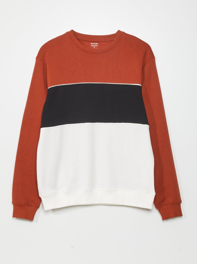 Sweat color-block en molleton Marron - Kiabi