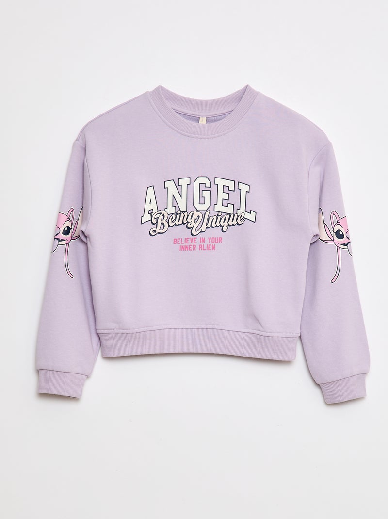 Sweat coupe courte 'Stitch' Violet - Kiabi