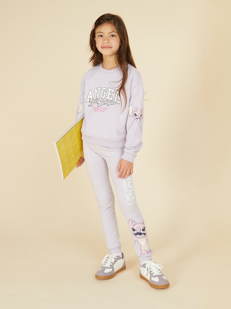Sweat coupe courte 'Stitch' Violet - Kiabi