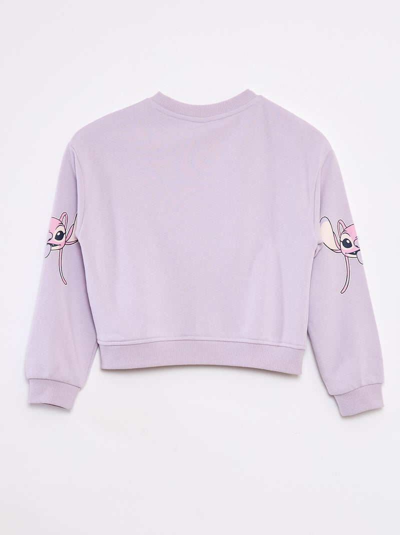 Sweat coupe courte 'Stitch' Violet - Kiabi