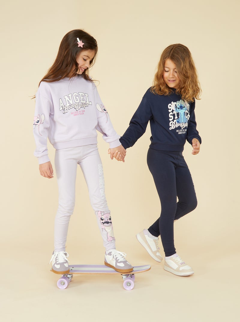 Sweat coupe courte 'Stitch' Violet - Kiabi