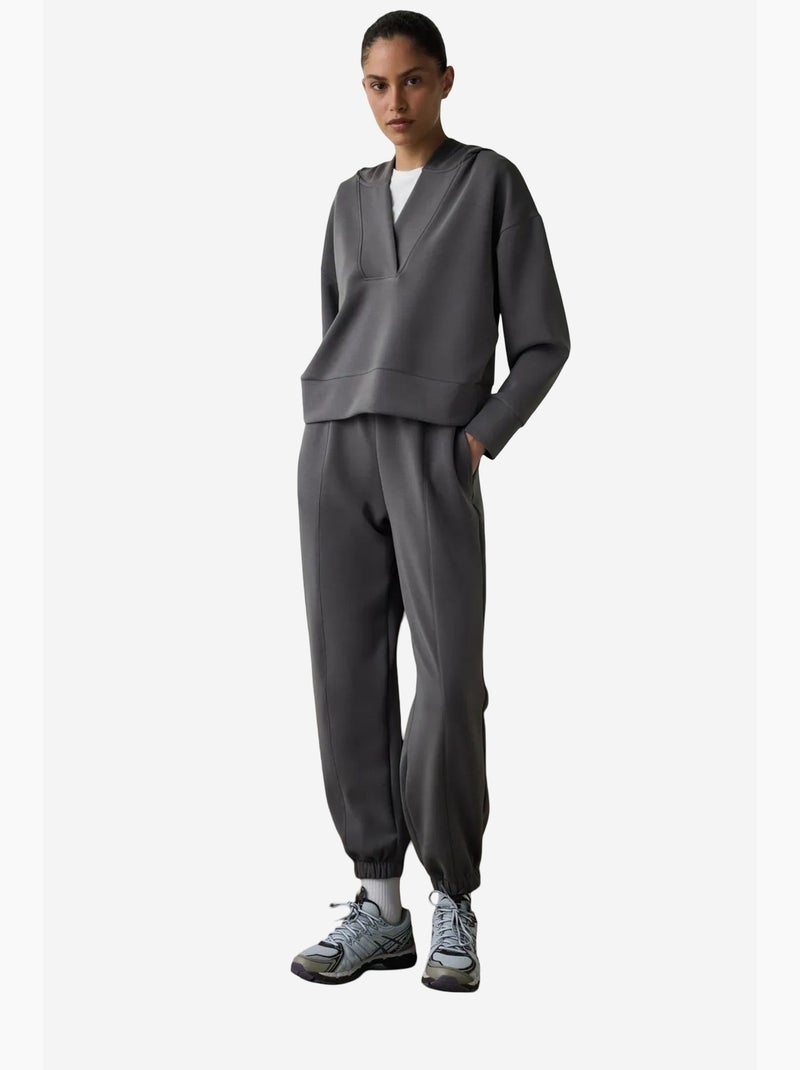 Sweat court à capuche en modal penti Gris Noir - Kiabi