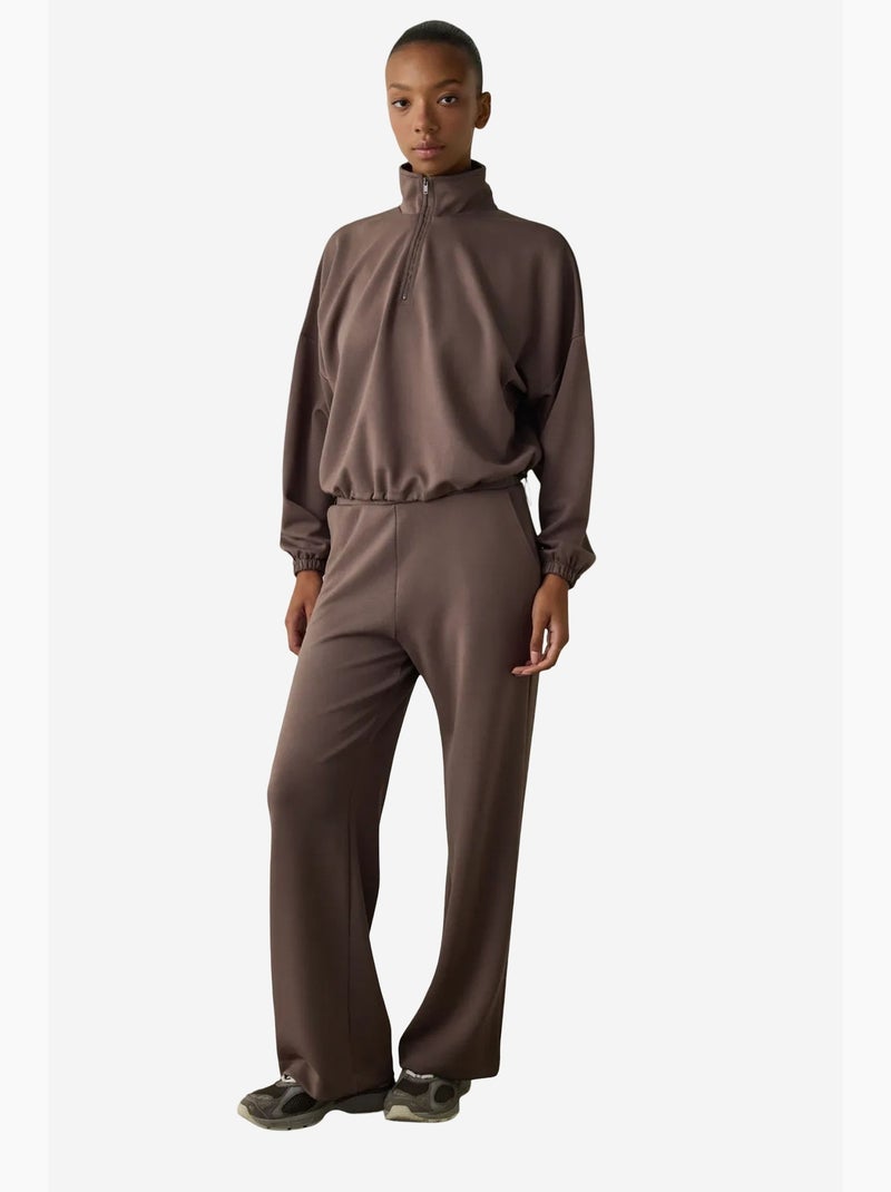 Sweat court à col montant silky feel penti Taupe - Kiabi