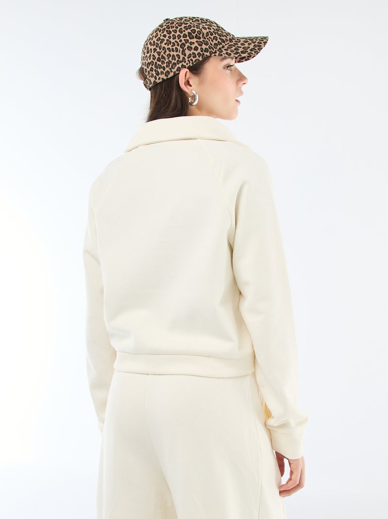 Sweat court zippé à message brodé Beige - Kiabi