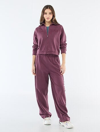 Sweat court zippé à message brodé