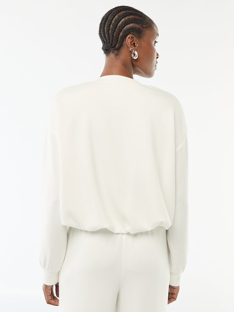 Sweat crop top effet boule Blanc - Kiabi