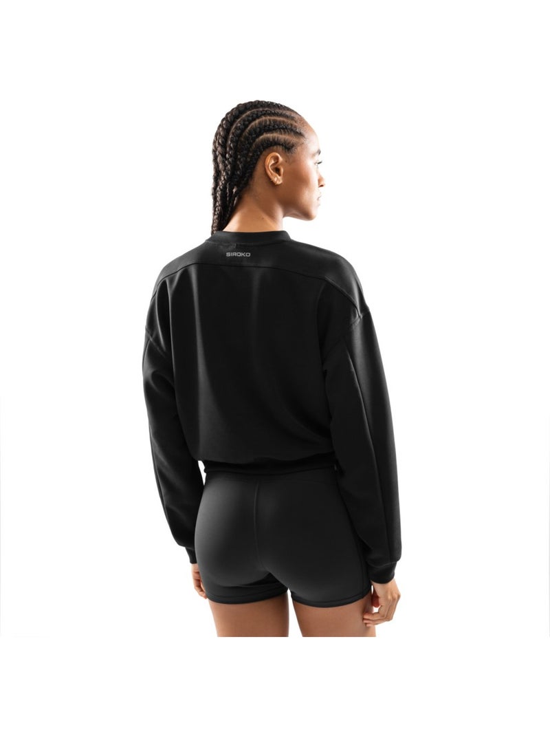 Sweat crop top fitness femme fitness femme studio Noir - Kiabi